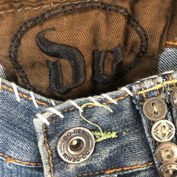 Do Denim Blue Jeans with metal buttons  detail around pockets size 27 - Picture 5 of 11